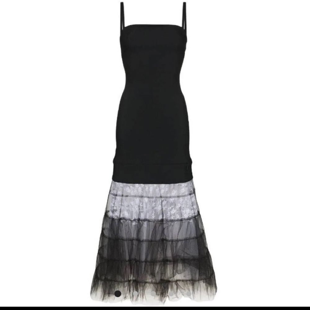 NWT Christopher Kane black tulle/lace detachable hem dress